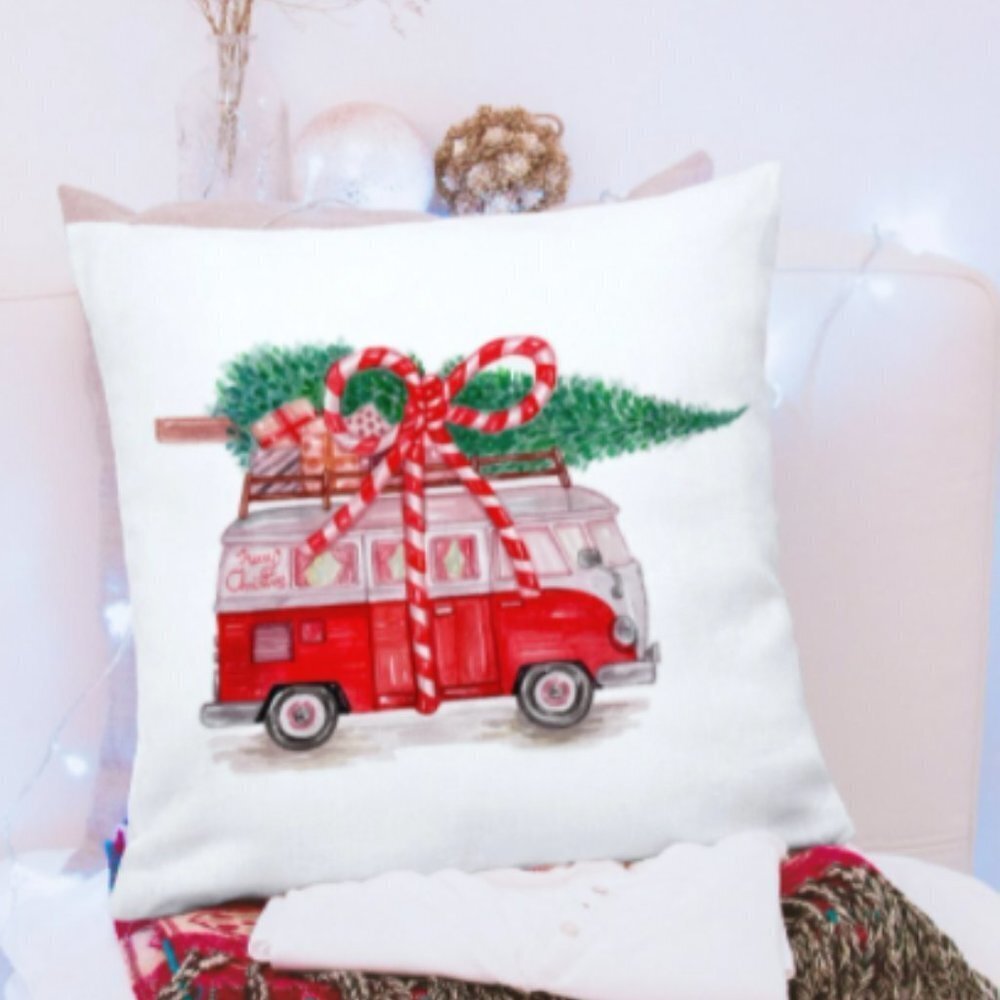 🎄NEW🎄 Christmas Tree & Truck Print Cushion Cover - Picture 3 of 8